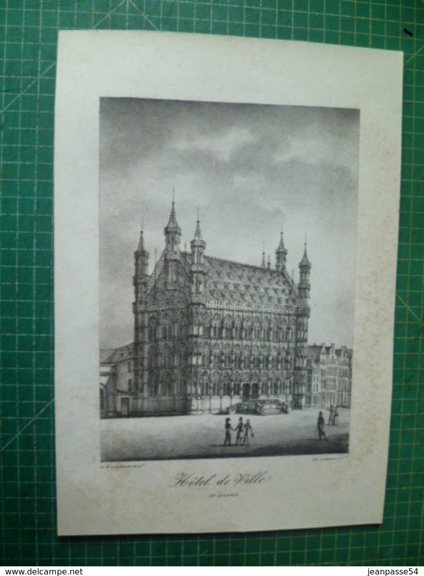 Hotel De Ville De Louvain. Lithographie Originale Du 19e Siècle ( Vers 1850 ). Leuven - Estampes & Gravures