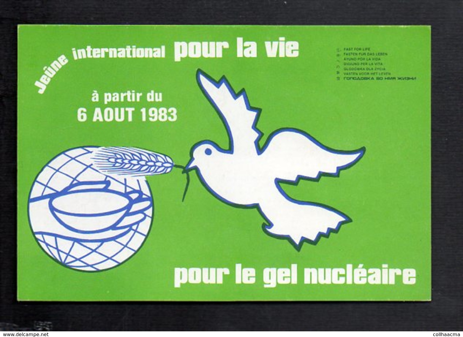 Manifestation / Ecologie / Pétition Pour Le Jeûne International Pour La Vie Du 6/081983  Pour Le Gel Nucléaire (Colombe) - Manifestations