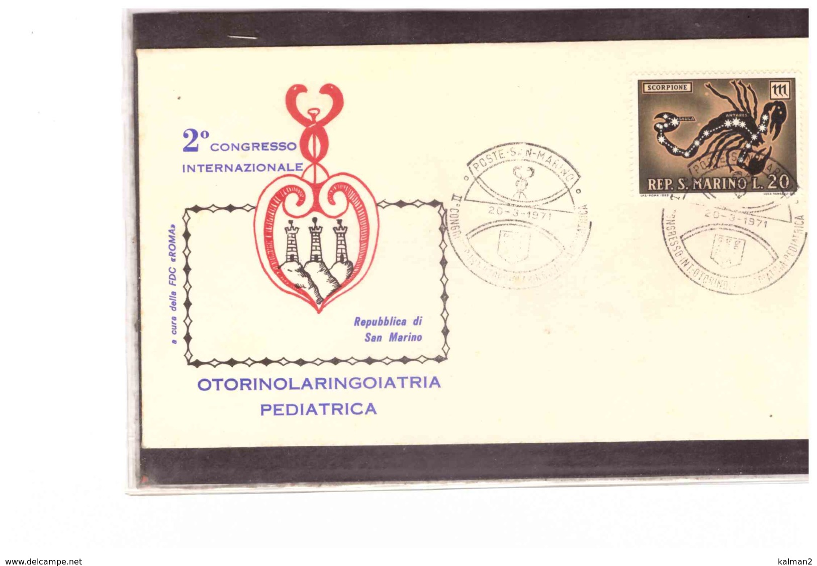 TEM10110    -    S.MARINO  20.3.1971   /    2°  CONGRESSO INTERNAZIONALE OTORINOLARINGOIATRIA PEDRIATICA - Altri & Non Classificati