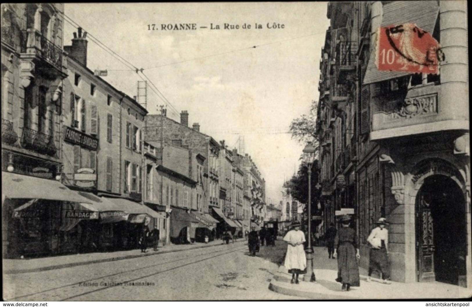 Cp Roanne Loire, La Rue De La Cote, Fabrique De Bandages - Autres & Non Classés
