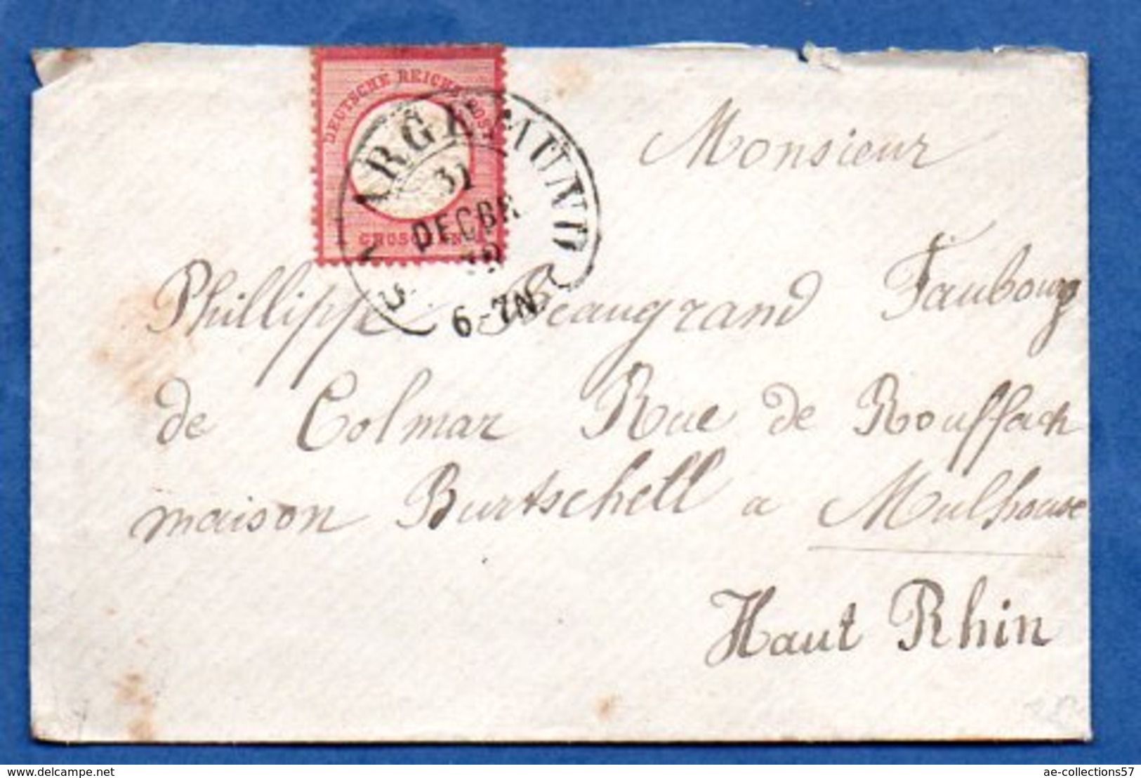 Enveloppe De Saargemund Pour Mulhouse  -  31/12/1872  -  Cachet Fer à Cheval - Lettres & Documents