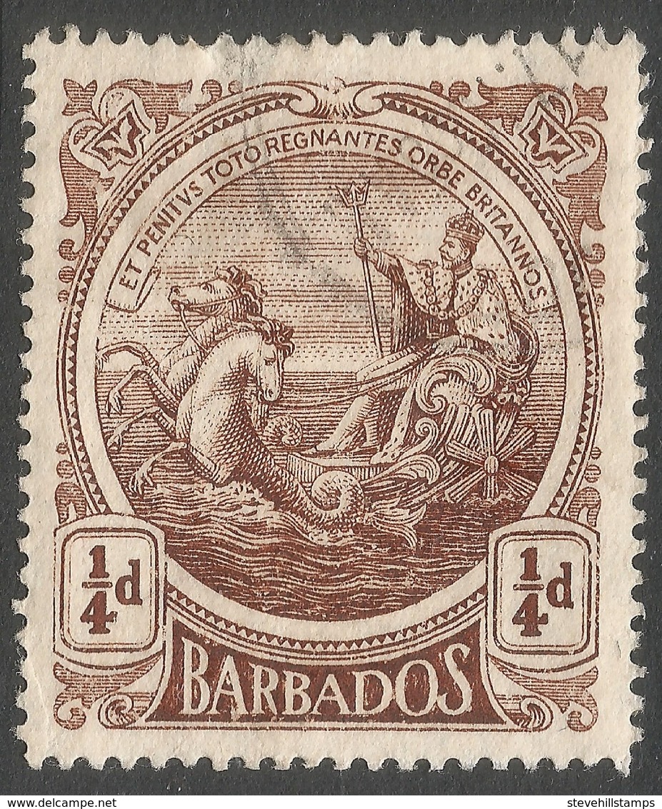 Barbados. 1916-19 Seal Of Colony. ¼d Used. Mult Crown CA W/M SG 181a - Barbados (...-1966)