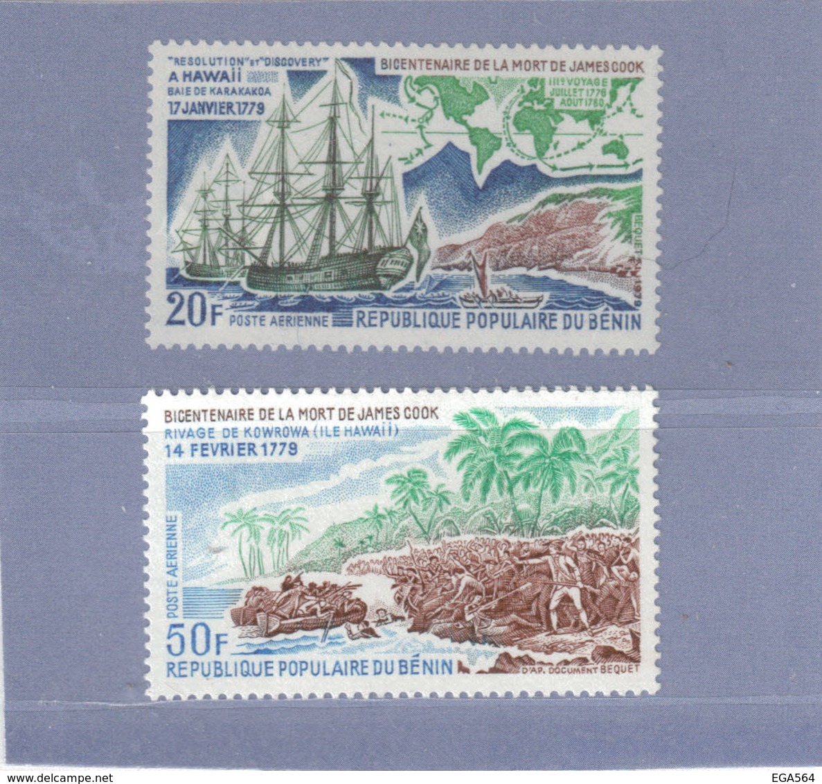 M13 - BENIN - PA 292 / 293 ** MNH De 1979 - Bateau " RESOLUTION Et DISCOVERY " - Mort De JAMES COOK - HAWAII - - Bénin – Dahomey (1960-...)