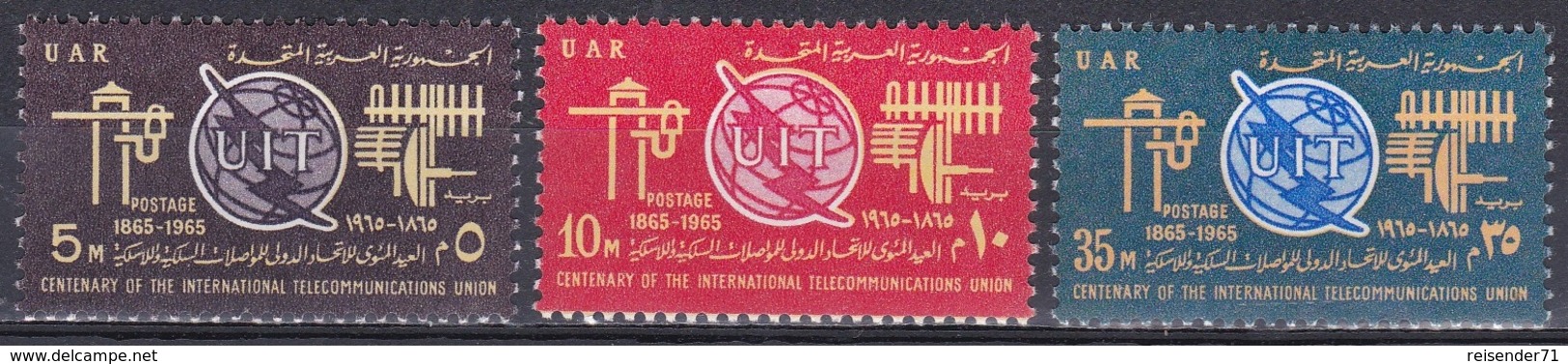 Ägypten Egypt 1965 Organisationen UNO ONU ITU UIT Fernmeldeunion Telegrafen Antennen Kommunikation, Mi. 790-2 ** - Ungebraucht