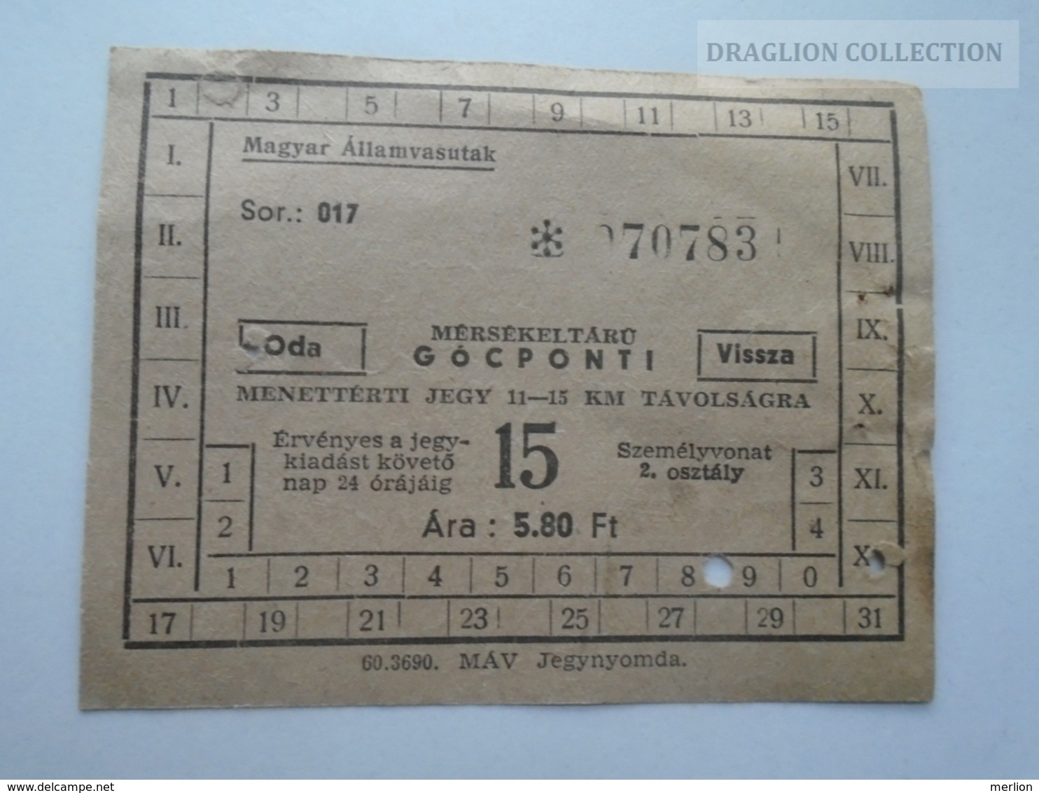 ZA153.18  Hungary  Railway Ticket  1960    Vésztő  A  -Magyar Államvasutak - Autres & Non Classés