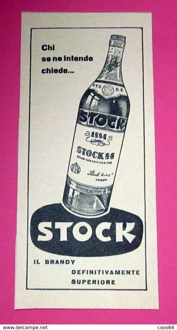 STOCK IL BRANDY 1959 PUBBLICITA' ORIGINALE DA RIVISTA D'EPOCA VINTAGE - Alcolici