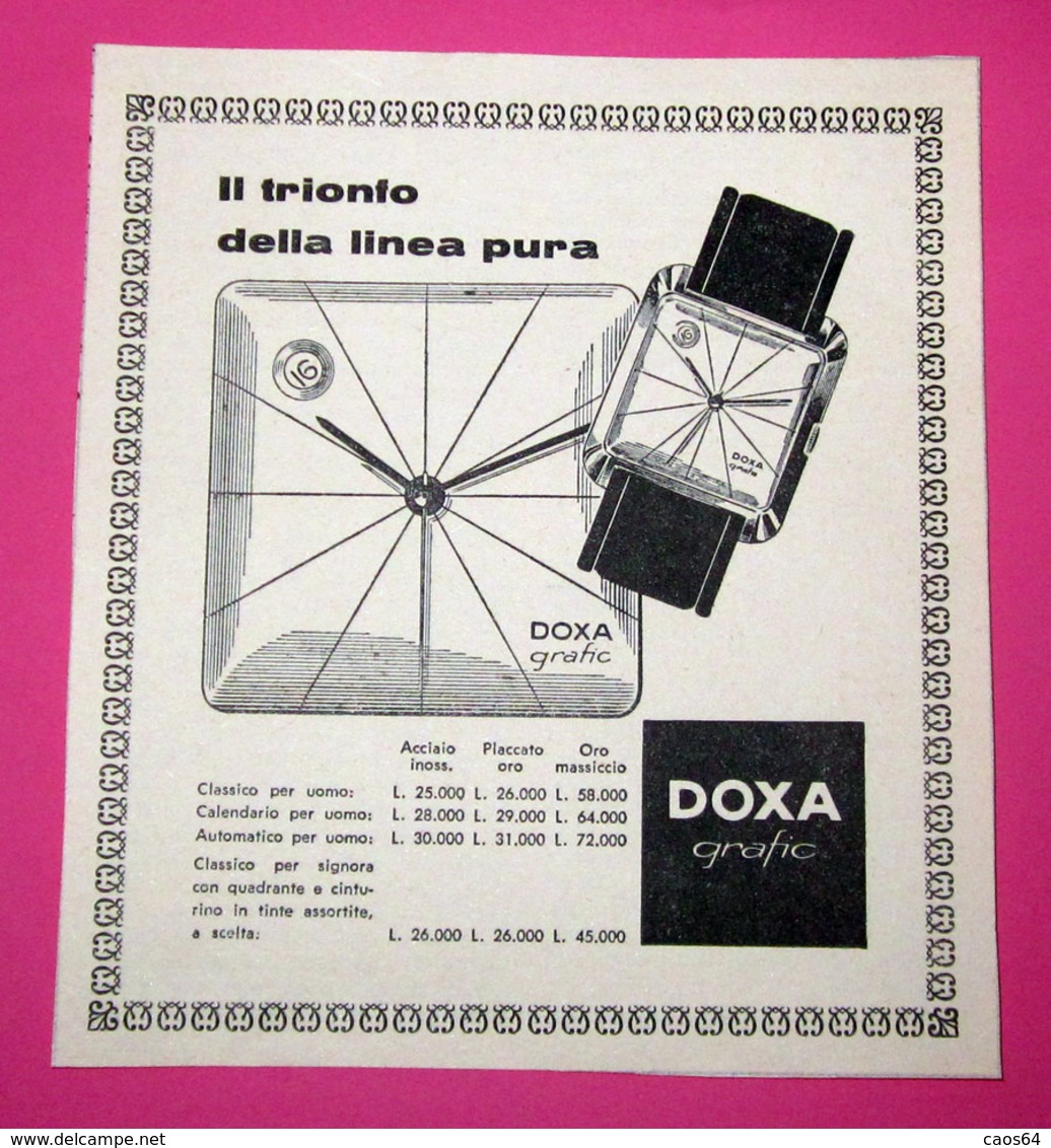 DOXA GRAFIC OROLOGI 1959 PUBBLICITA' ORIGINALE DA RIVISTA D'EPOCA VINTAGE - Altri & Non Classificati