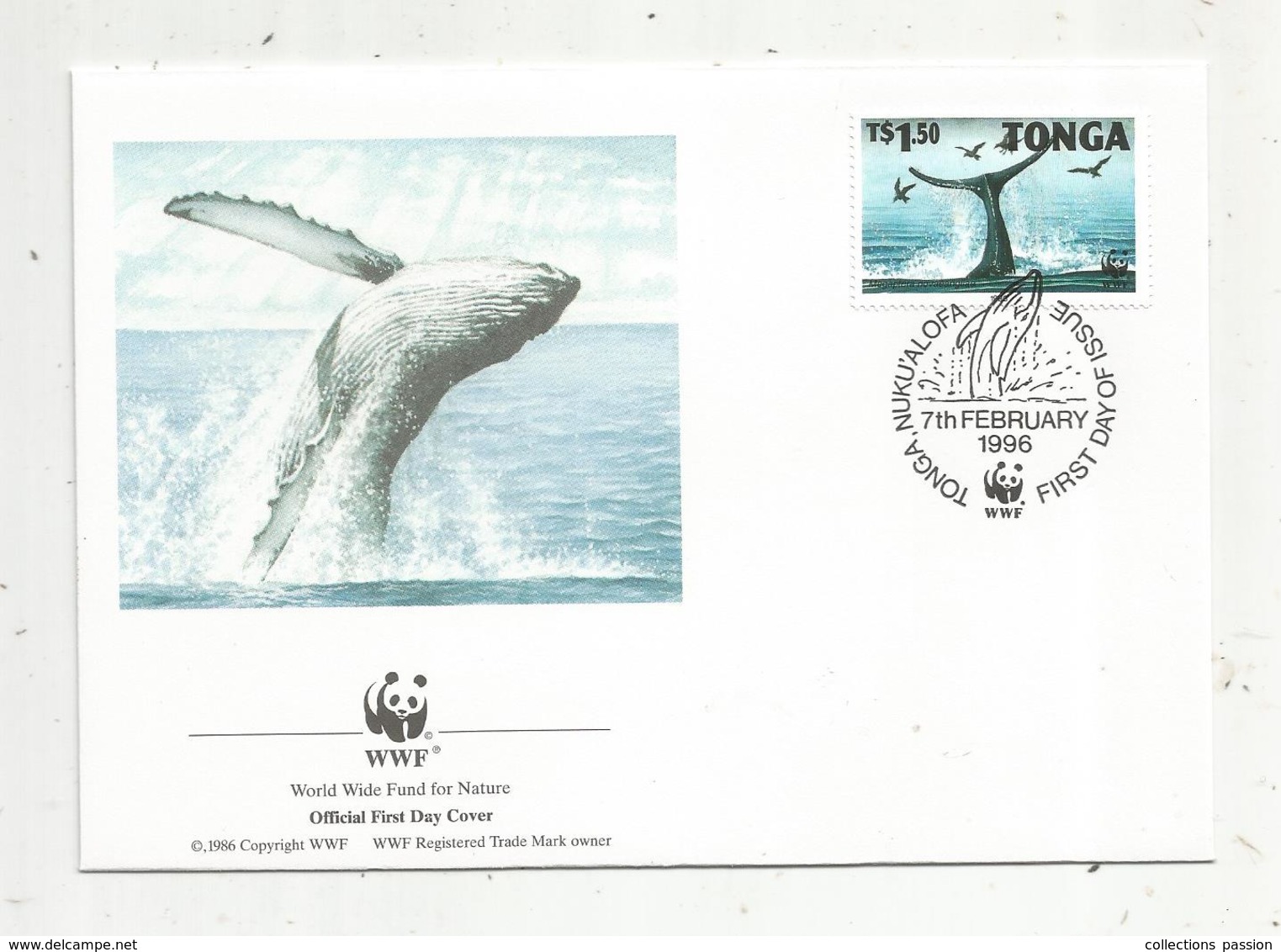 Lettre , 1 Er Jour,official First Day Cover , WWF , TONGA ,Nuku'Alofa , 1996, Baleine - Tonga (1970-...)