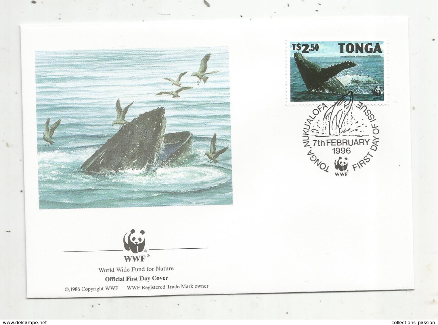 Lettre , 1 Er Jour,official First Day Cover , WWF , TONGA ,Nuku'Alofa , 1996, Baleine - Tonga (1970-...)