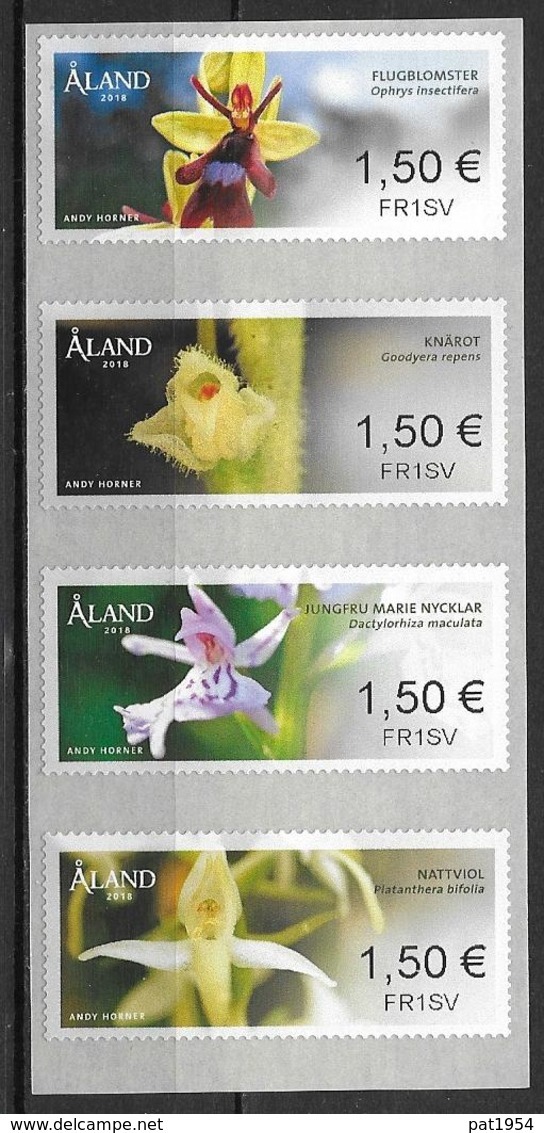 Aland  2018 Timbres De Distributeurs Orchidées - Aland