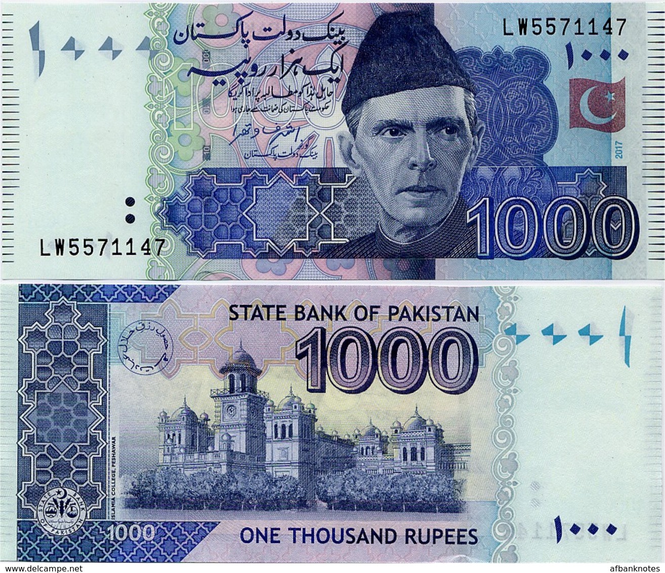PAKISTAN        1000 Rupees        P-50L       2017        UNC  [sign. Ashraf M. Wathra] - Pakistán