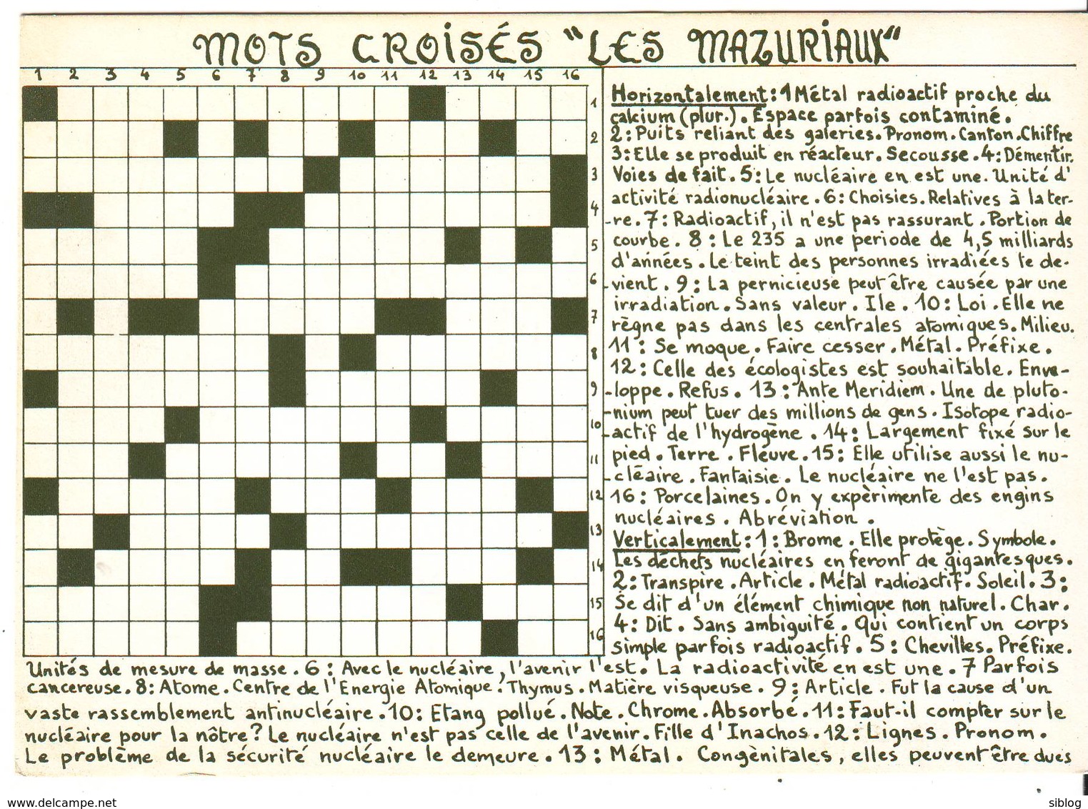 CP - Mots Croisés "LES MAZURIAUX" - Tirage Limitée à 600 Exemplaires Numérotés - Jeudy