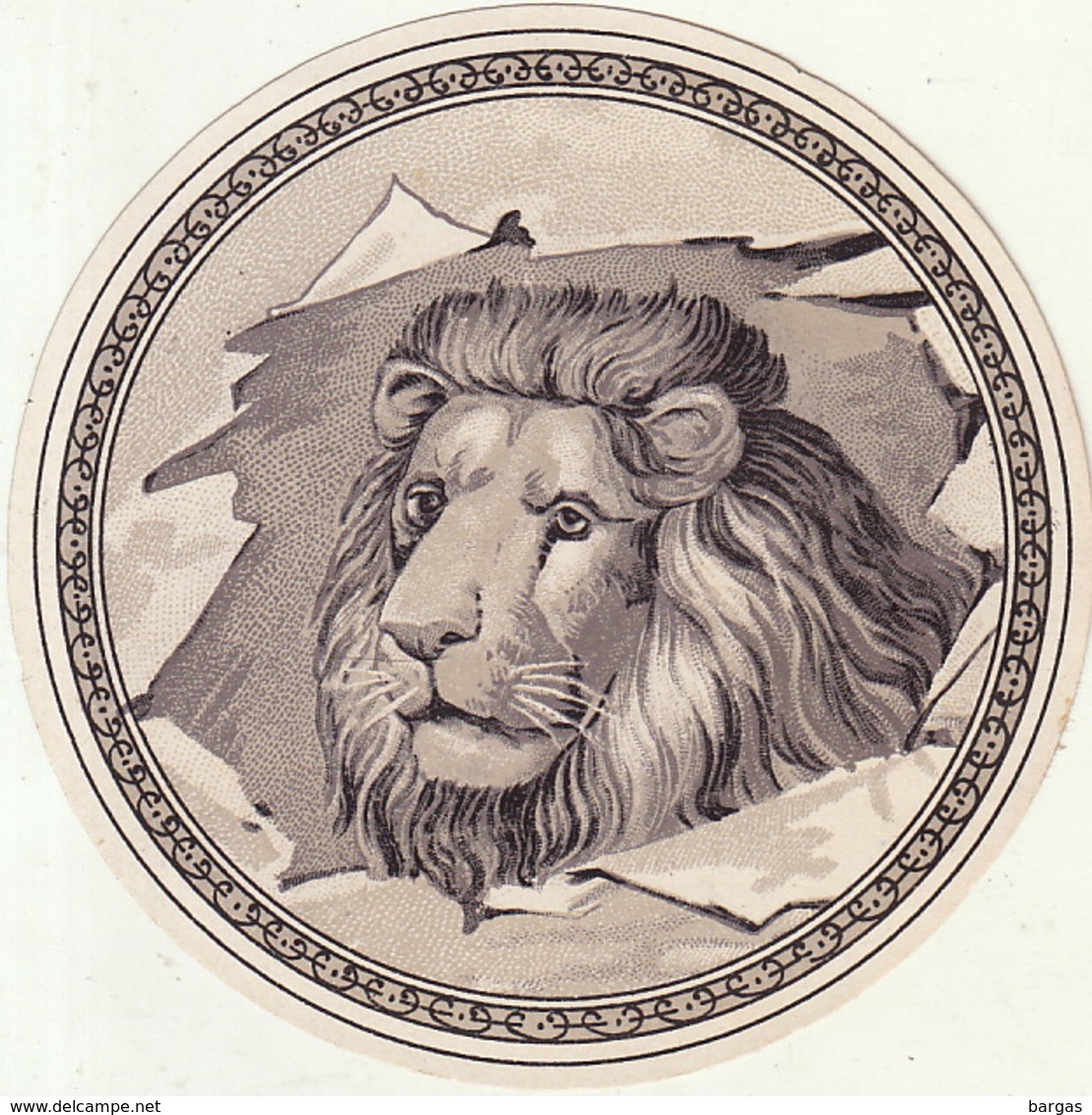 Fin 1800 étiquette Boite à Cigare Lion Blanc - Etiketten