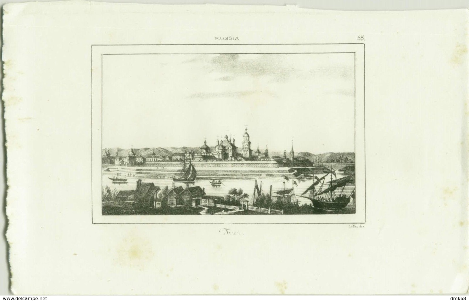 RUSSIA - TVER' - Ca. 1850's OLD ENGRAVED PRINT - VIEW - Prints & Engravings