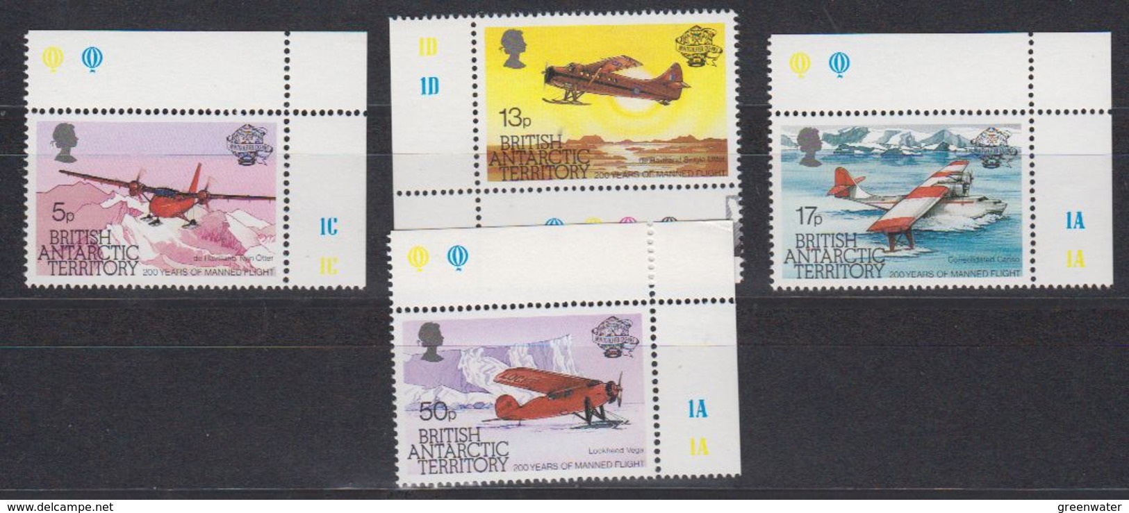 British Antarctic Territory (BAT) 1983 Manned Flight 4v (corners) ** Mnh (41656B) - Ongebruikt