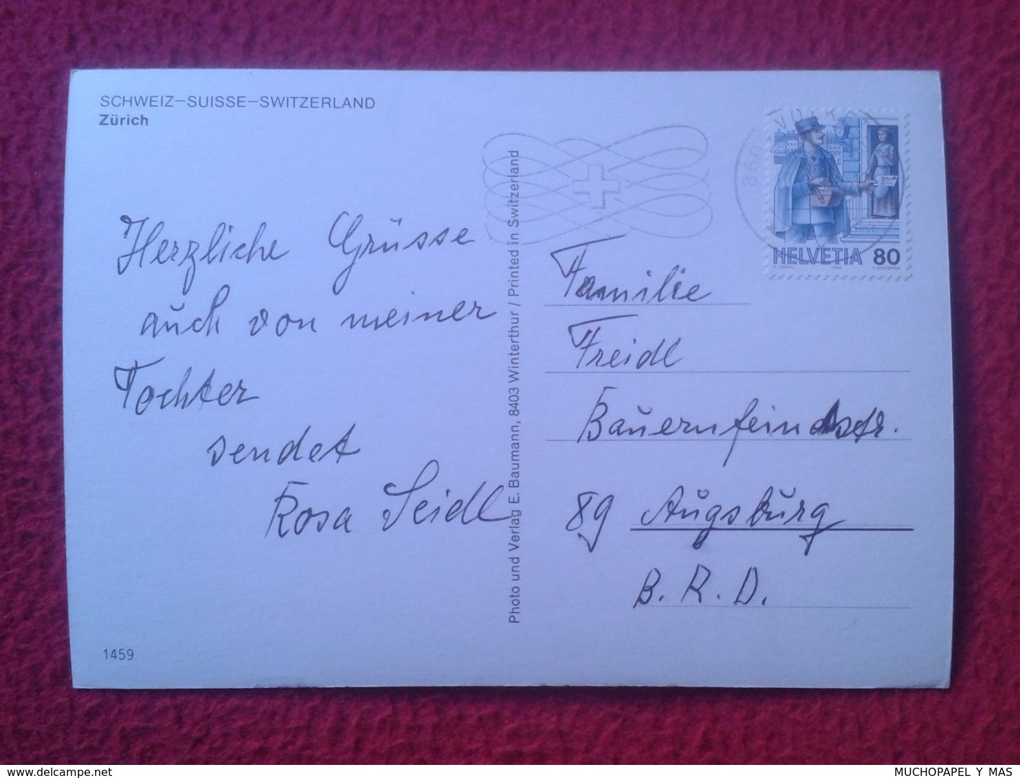 POSTAL POST CARD CARTE POSTALE SUIZA SUISSE SCHWEIZ SVIZZERA Switzerland ZÜRICH ZURICH WITH STAMP CON SELLO VER FOTOS - Zürich