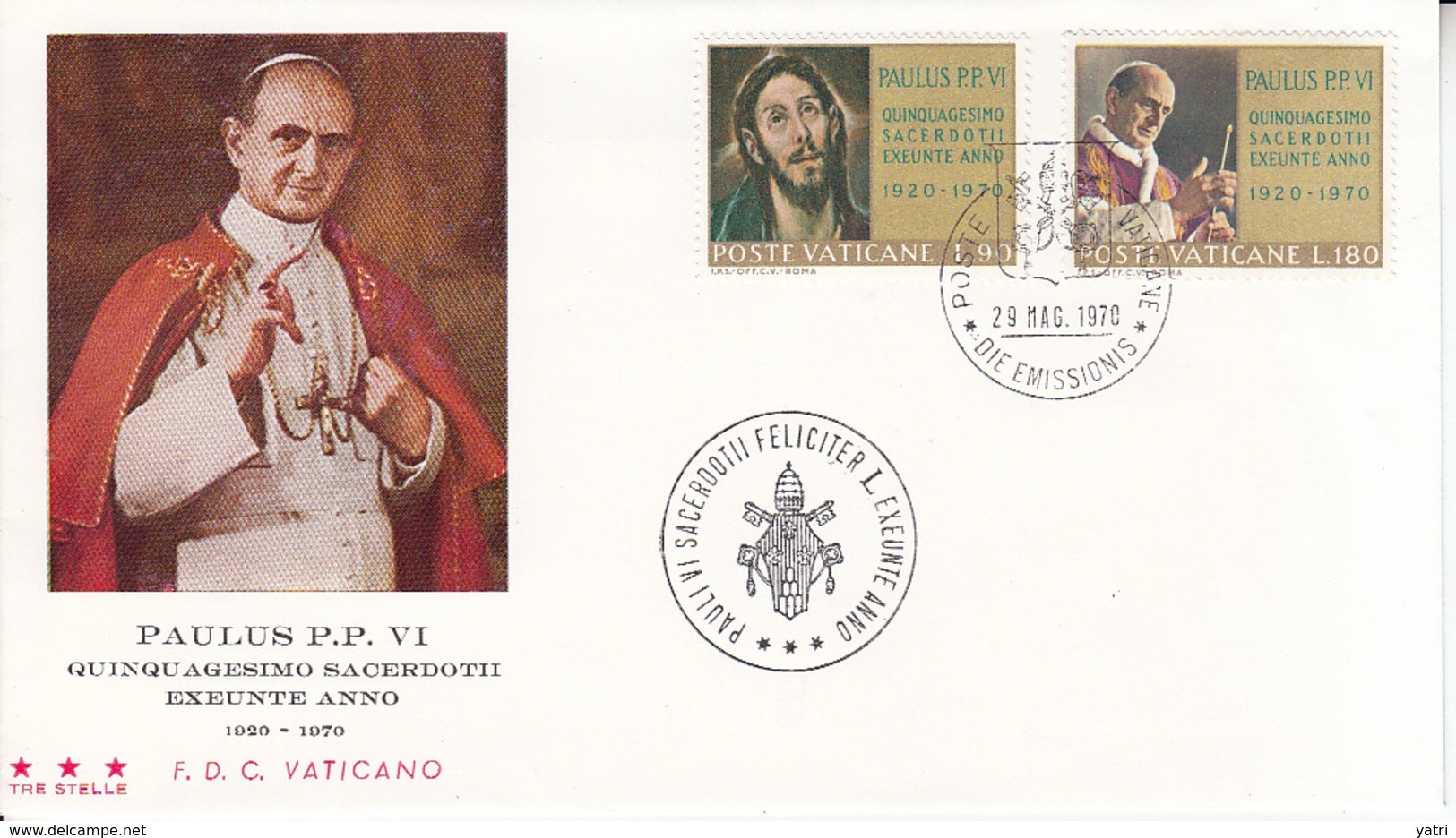 Vaticano - 50 Anni Di Sacerdozio Di Paolo VI 1970 FDC - FDC