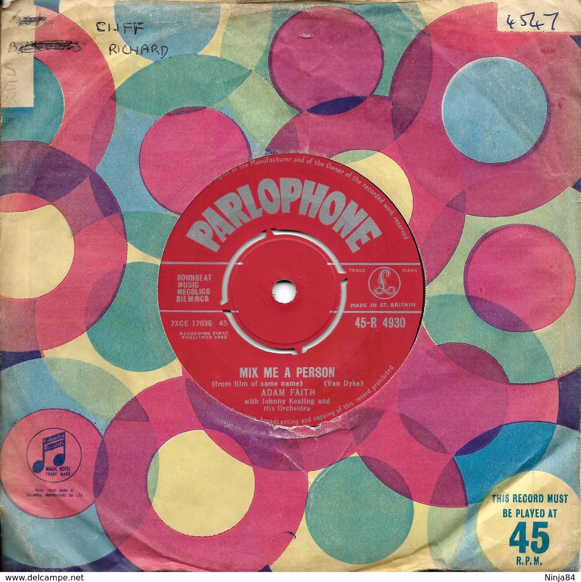 SP 45 RPM (7")  Adam Faith  "  Mix Me A Person  "  Angleterre - Rock