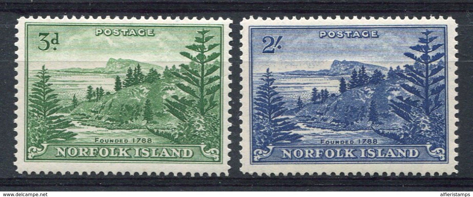 1959-ISOLA NORFOLK- LANDSCAPES- 2 VAL. M.N.H. LUXE !! - Ile Norfolk