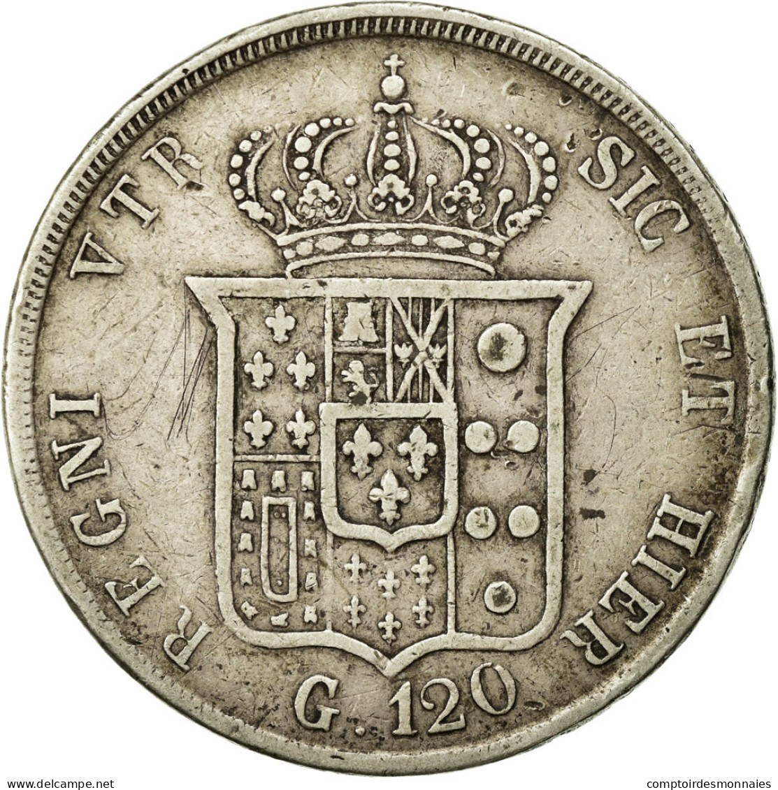 Monnaie, États Italiens, NAPLES, Ferdinando II, 120 Grana, 1848, TB+, Argent - Naples & Sicile