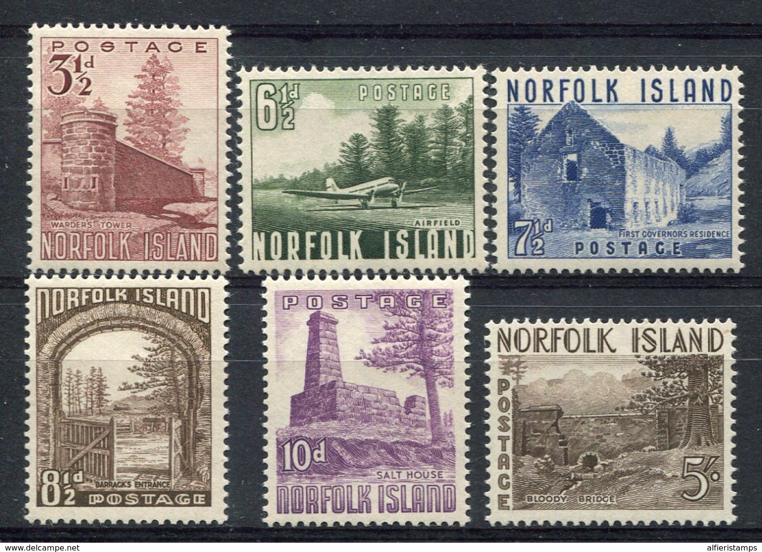 1953-ISOLA NORFOLK- LANDSCAPES- 6 VAL. M.N.H. LUXE !! - Ile Norfolk