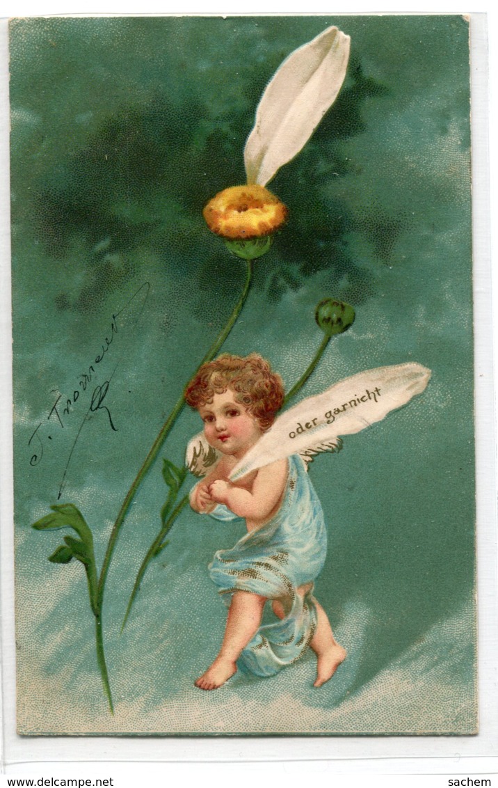 ANGES 007 Ange Et La Marguerite " Oder Garnicht " Carte GAUFREE   1904 Timbrée Dos Non Divisé - Anges