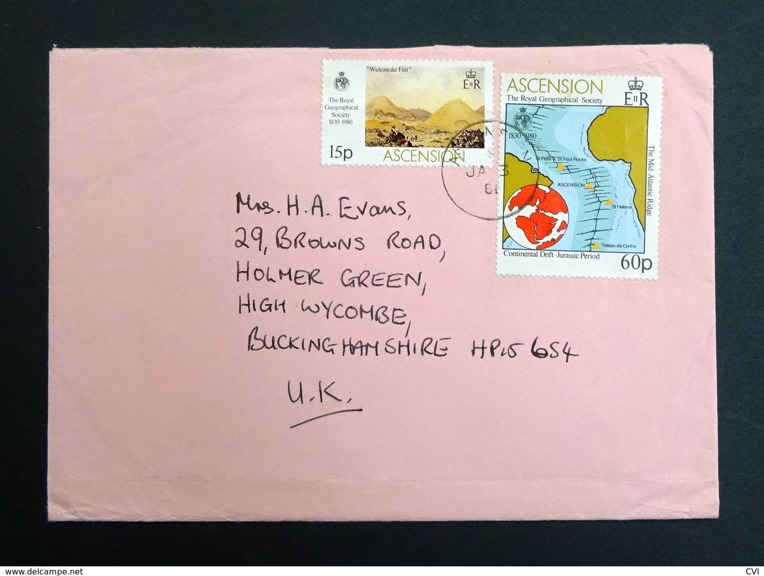 Ascension Islands 1980 Yt.270/SG275 & Yt.271/SG276 To High Wycombe, UK Cover. - Ascension