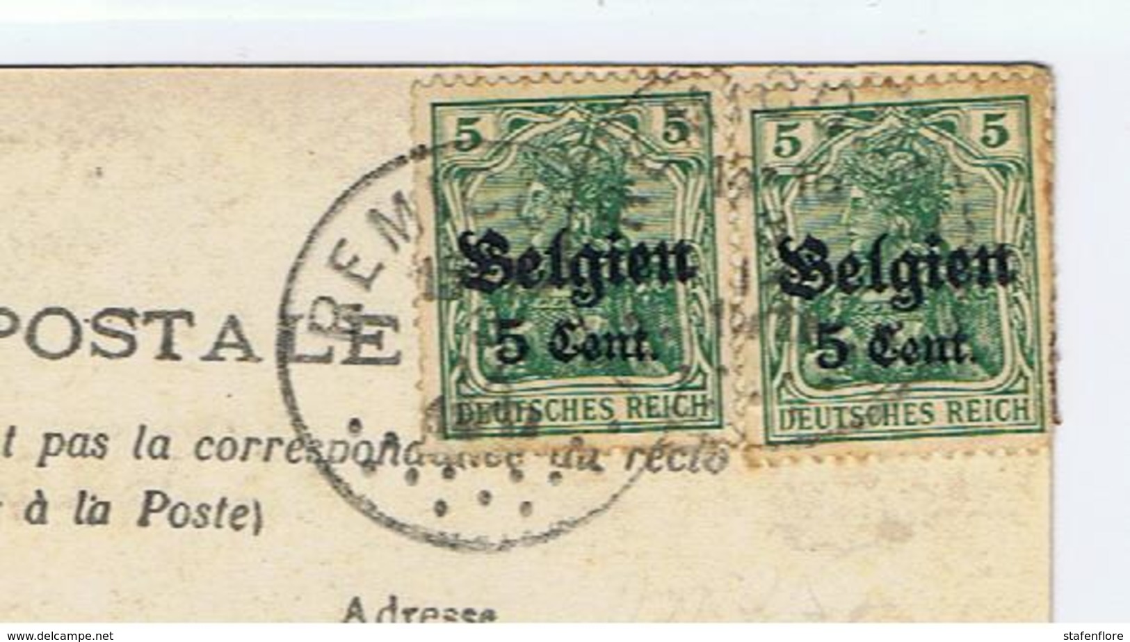 Reich, Militaire Post  Deutsche Reichspost Lettre Occupation Allemande Obliteration SC  13 Points Sur N°12 - Remicourt