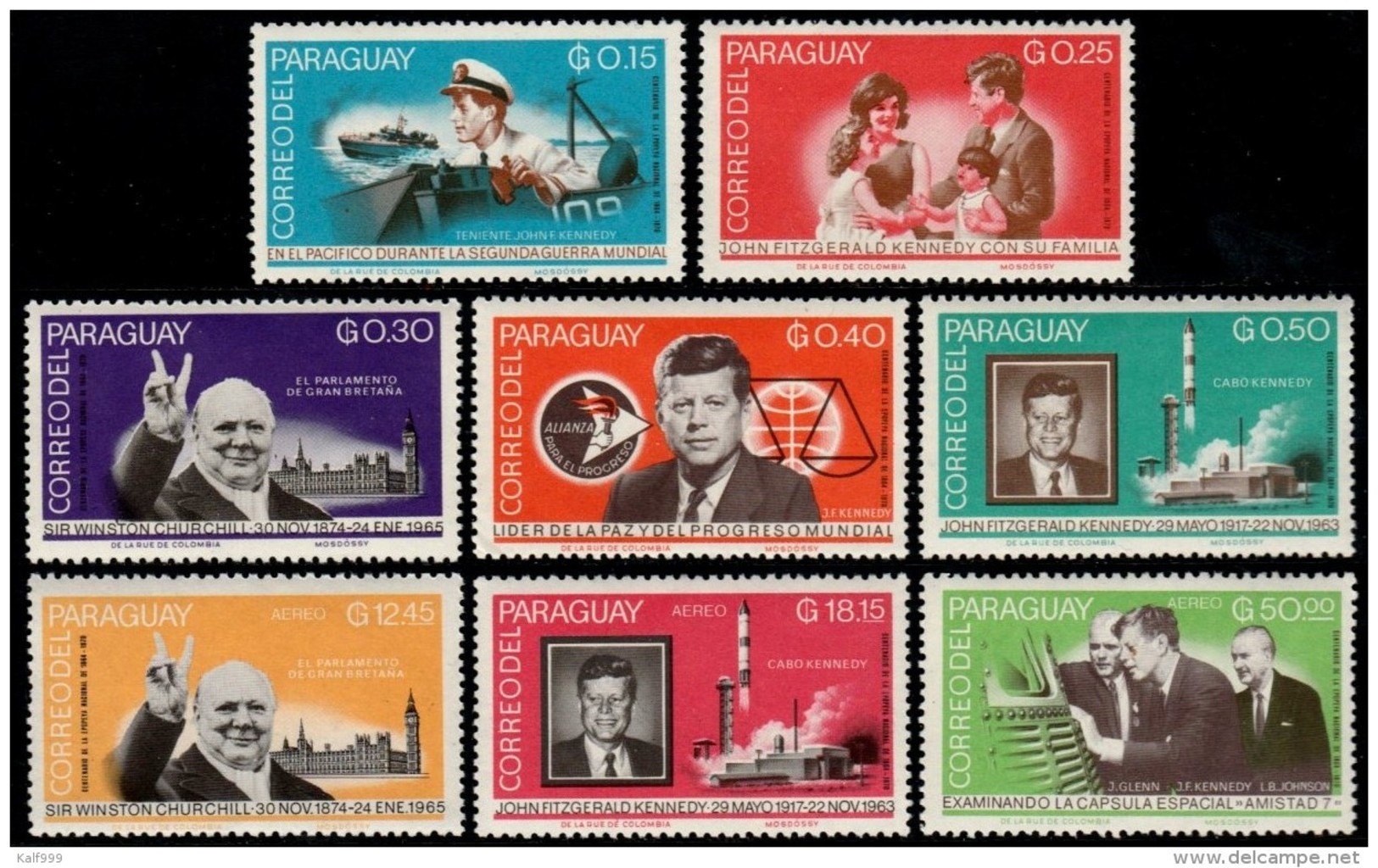 ~~~ Paraguay 1965  - Kennedy Churchill Espace -  Mi. 1455/1462  ** MNH - Cote 13.00 Euro  ~~~ - Paraguay