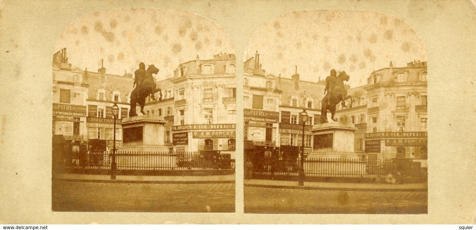 Paris, Place Victoire, Statue Louis XIV - Photos Stéréoscopiques