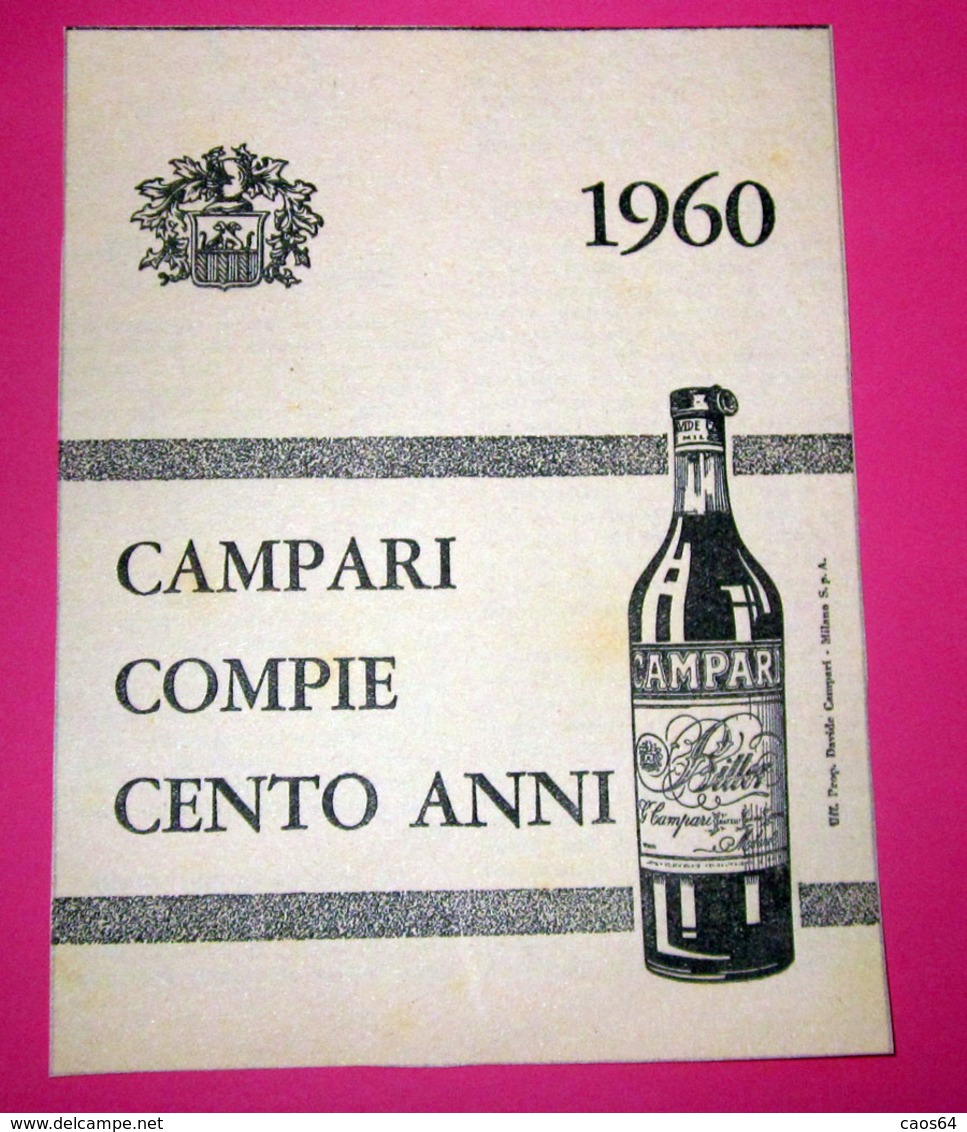 CAMPARI COMPIE CENTO ANNI 1960 PUBBLICITA' VINTAGE - Alcohols