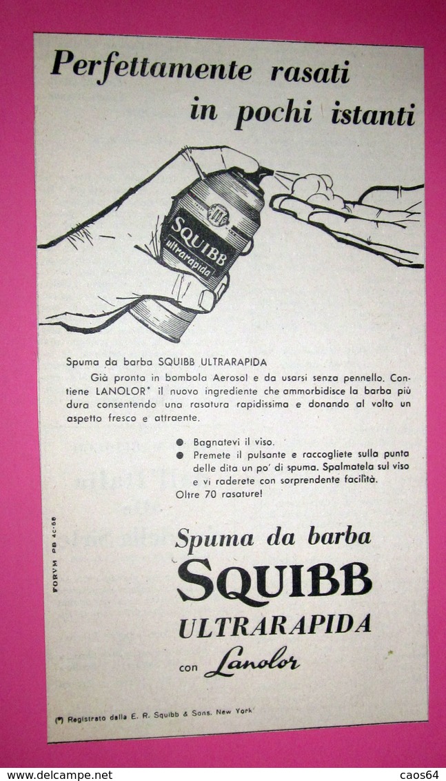 SQUIBB SPUMA DA BARBA 1960 PUBBLICITA' VINTAGE - Altri & Non Classificati