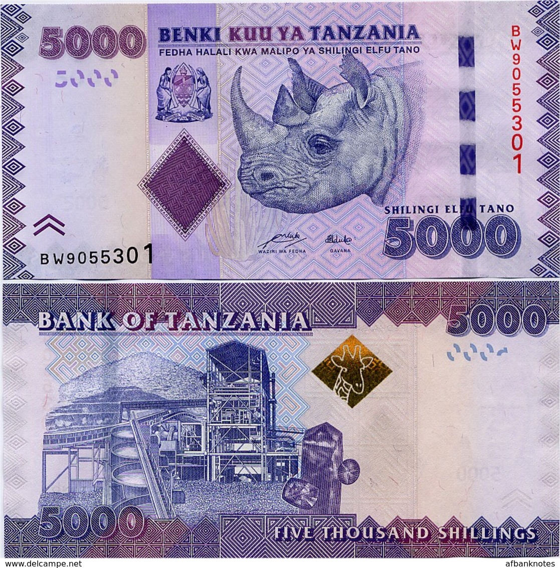 TANZANIA       5000 Shilingi          P-43a       ND (2011)       UNC - Tanzanie