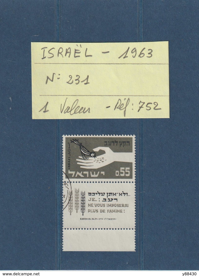 ISRAEL - 1963  - 1 Timbre Oblitéré - N° 231  - En L'état -.voir Les 2 Scannes - Gebraucht (mit Tabs)