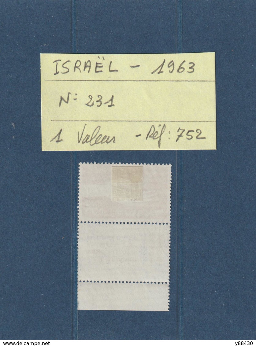 ISRAEL - 1963  - 1 Timbre Oblitéré - N° 231  - En L'état -.voir Les 2 Scannes - Gebraucht (mit Tabs)