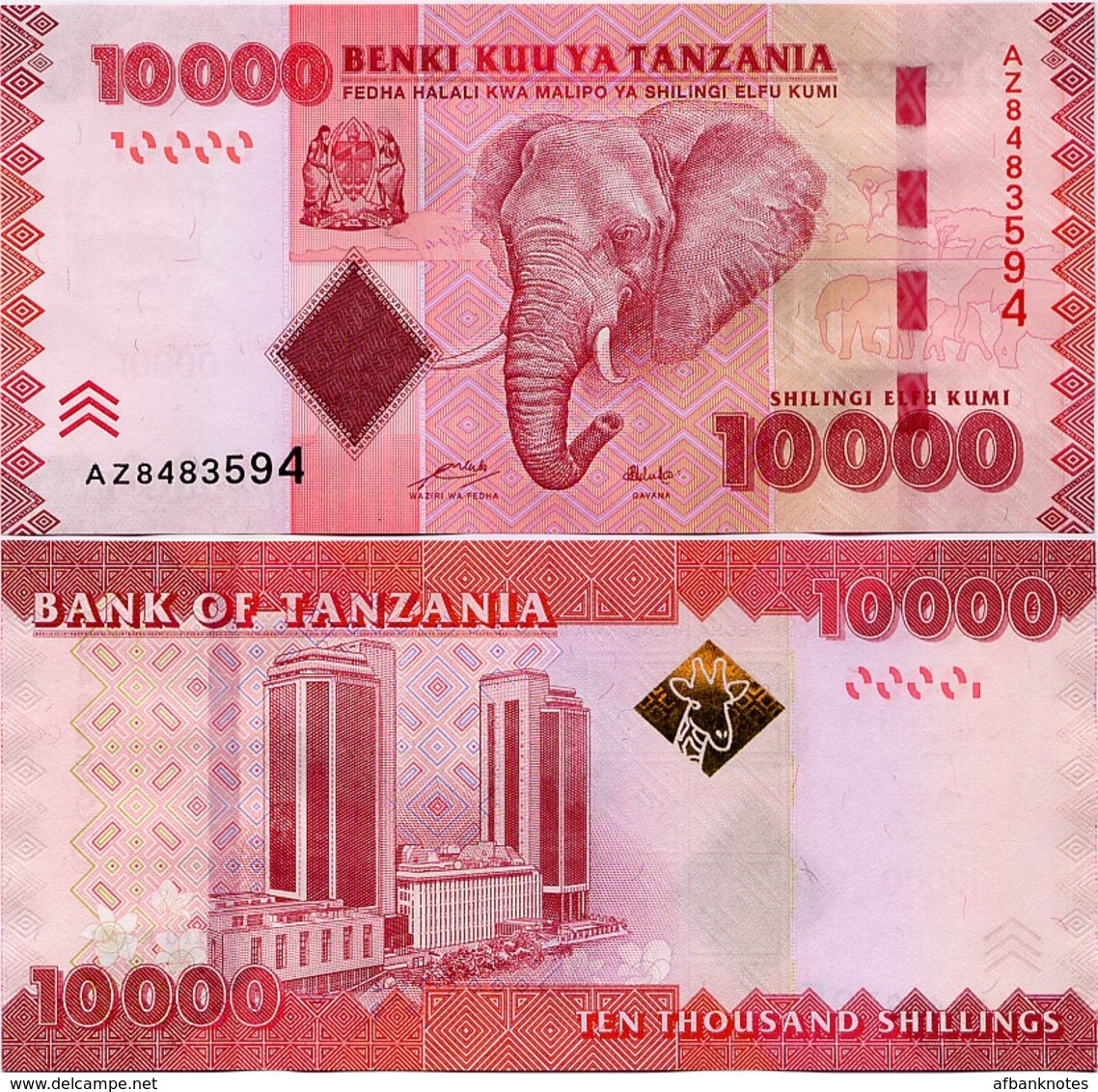 TANZANIA       10,000 Shilingi          P-44a       ND (2011)       UNC  [ 10000 ] - Tanzanie