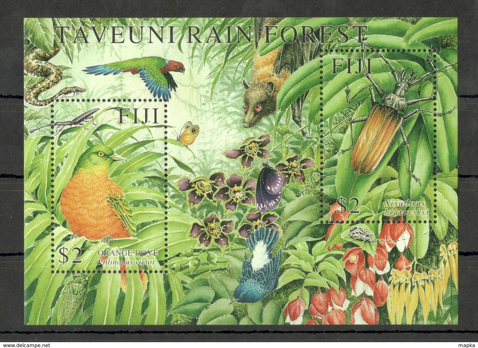 C587 FIJI FAUNA BIRDS NATURE INSECTS TAVEUNI RAIN FOREST 1BL MNH - Andere & Zonder Classificatie