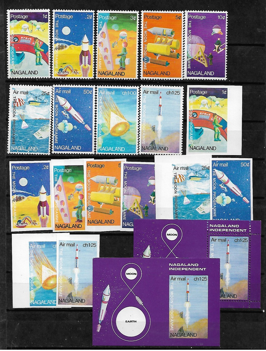 #FI-8# NAGALAND UNOFICIAL MNH** PERF. AND IMPERFORATED SPACE SETS AND S/Ss. - Verzamelingen