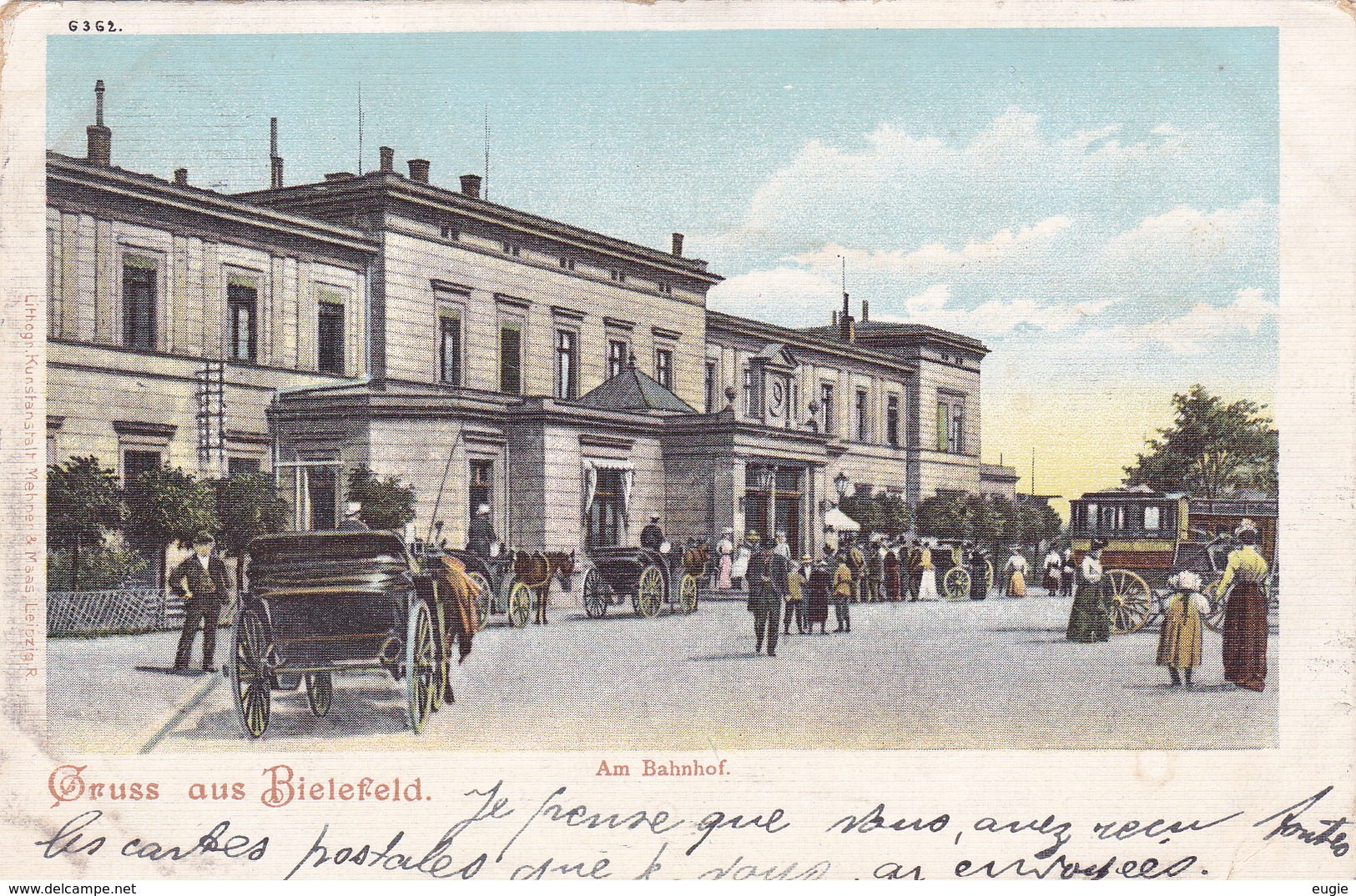 952/ Gruss Aus Bielefeld, Am Bahnhof, Koets Met Paard, Mensen, 1903 - Bielefeld