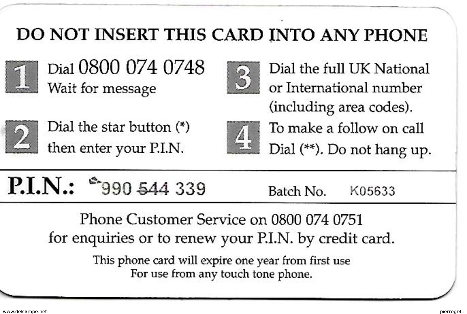 CARTE+-PREPAYEE-GB-MERCURY-3£-TELECOM UK-Plastic Fin R° Glacé-TBE- - [ 4] Mercury Communications & Paytelco