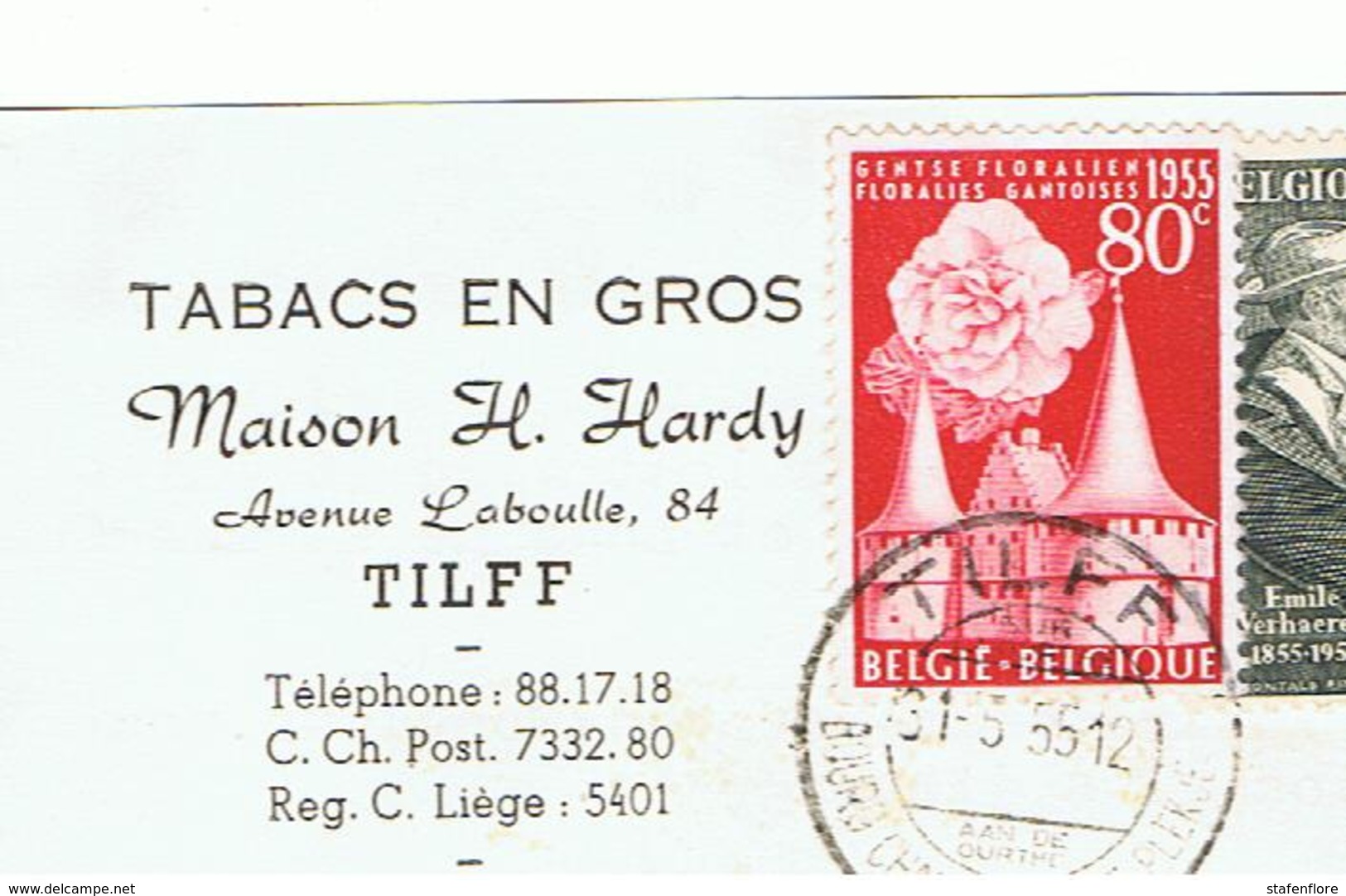 Mooie Briefkaart Van Tabacs En Gros, Maison H.Hardy, Av. Laboulle 84 à Tilff  Verstuurd Naar Bressoux - Andere & Zonder Classificatie