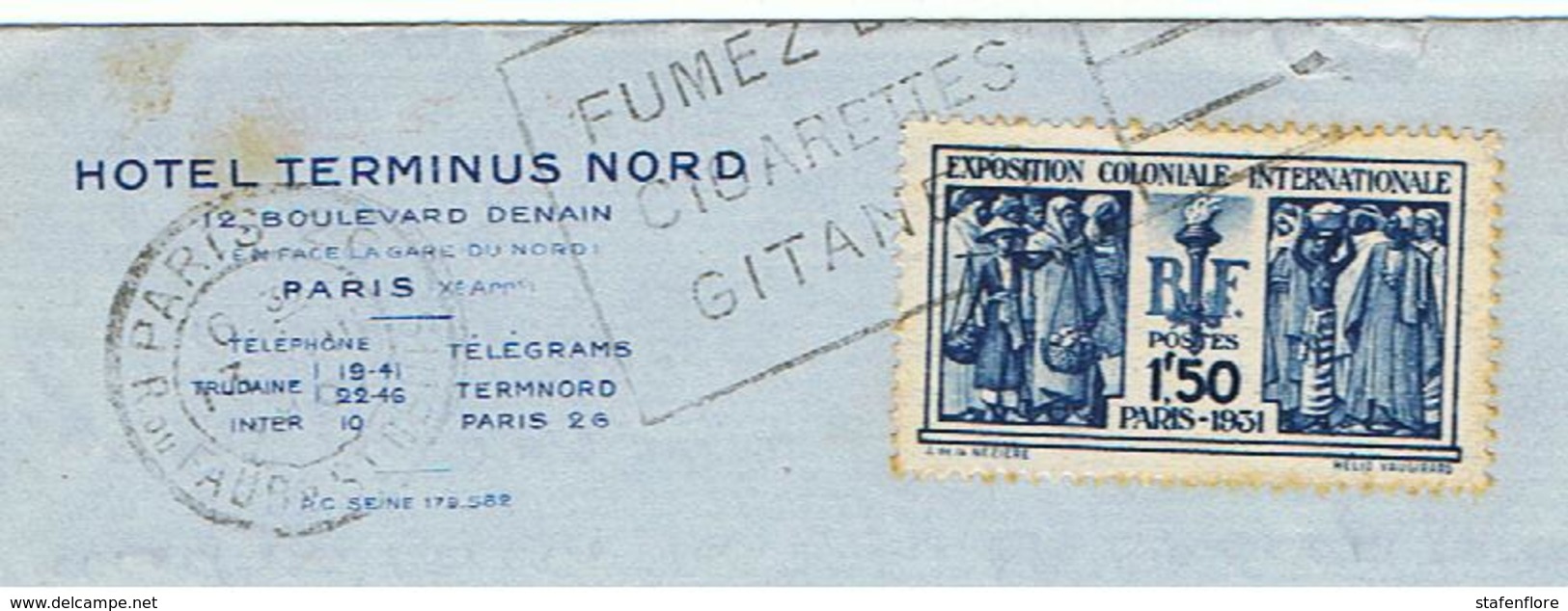 Mooie Briefkaart Van Hotel Terminus Nord , Boulevard Denain 12, Paris Vers Mons - Autres & Non Classés