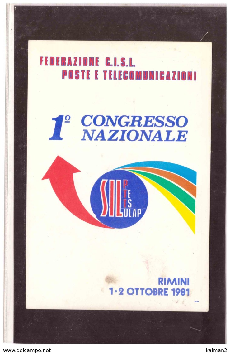 TEM1765   -   RIMINI  1.10.1981     /    1° CONGRESSO NAZ. FEDERAZIONE CISL P.T. - Altri & Non Classificati