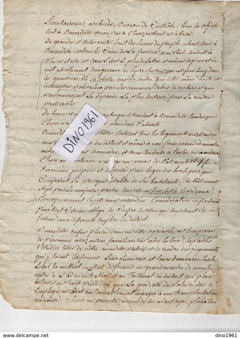 VP14.168 - Département Du Mont - Blanc - 1793 - Projet D'Arrêt De La Municipalité........de La Commune De TANINGES - Manuscrits