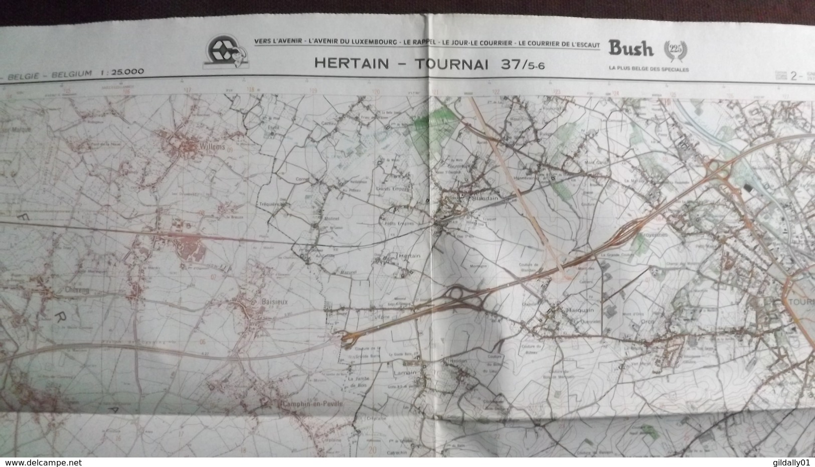 Plan-IGN BELGIQUE   *HERTAIN - TOURNAI*   37/5-6.  M834.  1978 - Cartes Géographiques