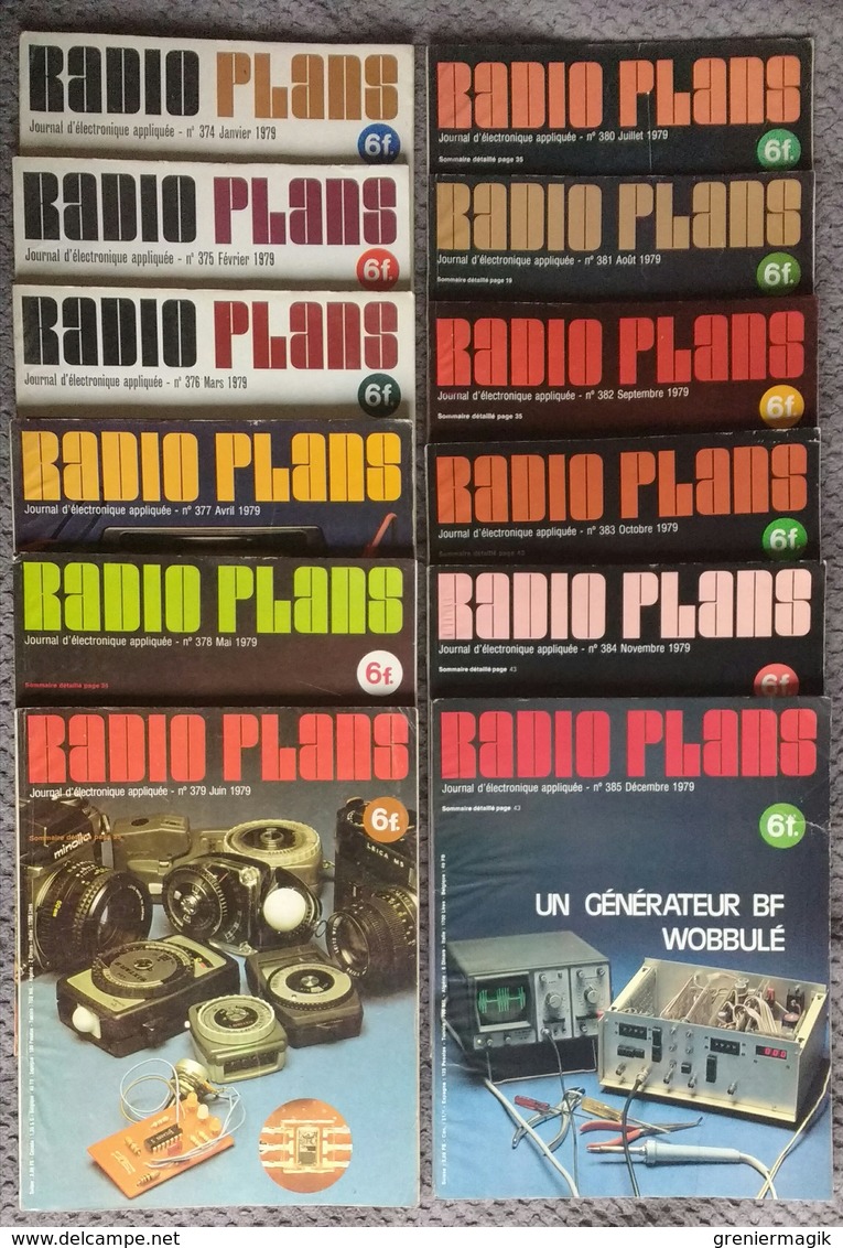 Radio Plans Année 1979 Complète 12 Numéros - Electronique Loisirs - Du N°374 Au 385 - Altri Componenti