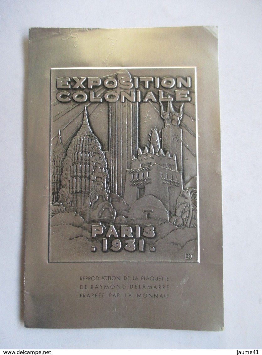 EXPOSITION COLONIALE 1931  -          CARTE ARGENTEE  ET GAUFFREE        REFLETS - Expositions