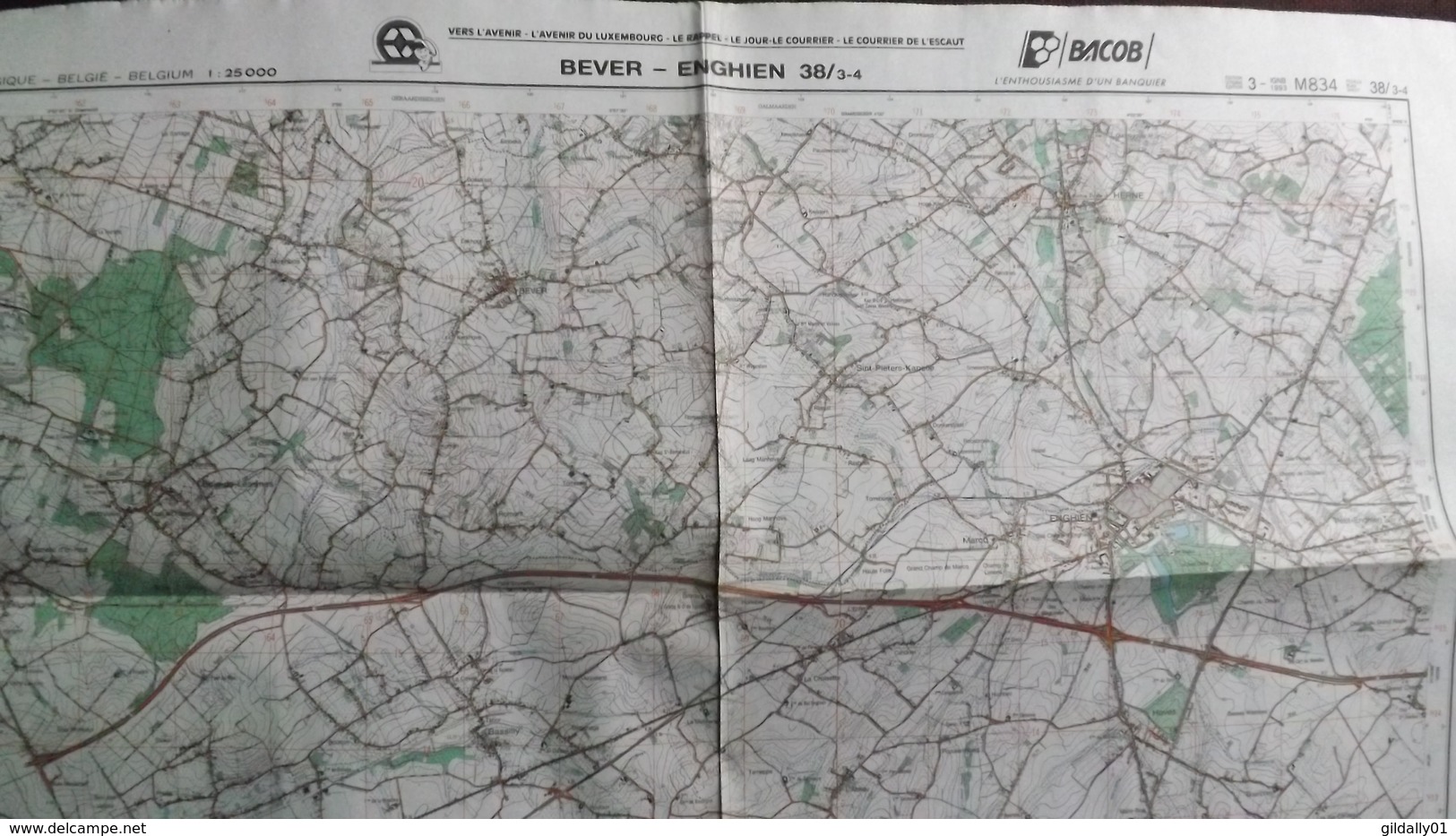 Plan-IGN BELGIQUE   *BEVER - ENGHIEN*   38/3-4.  M834.  1993 - Cartes Géographiques