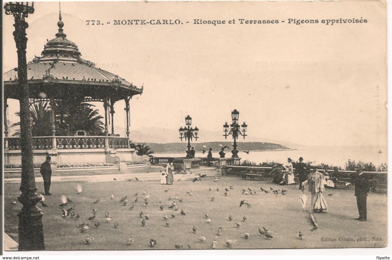 L20J497 - Monté Carlo - Kiosque Et  Terrasses Du Casino  -  Gilletta N°773 - Belle Animation, Pigeons - Las Terrazas