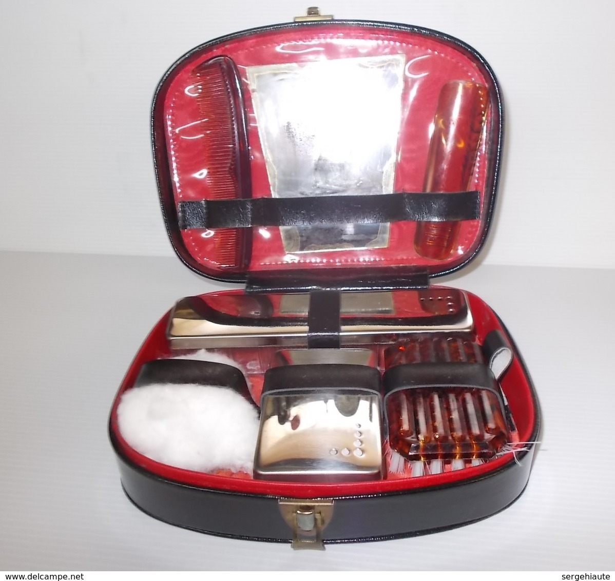 Trousse Toilette Voyage, Cuir, 1960, Vintage, Maroquinerie - Accessoires